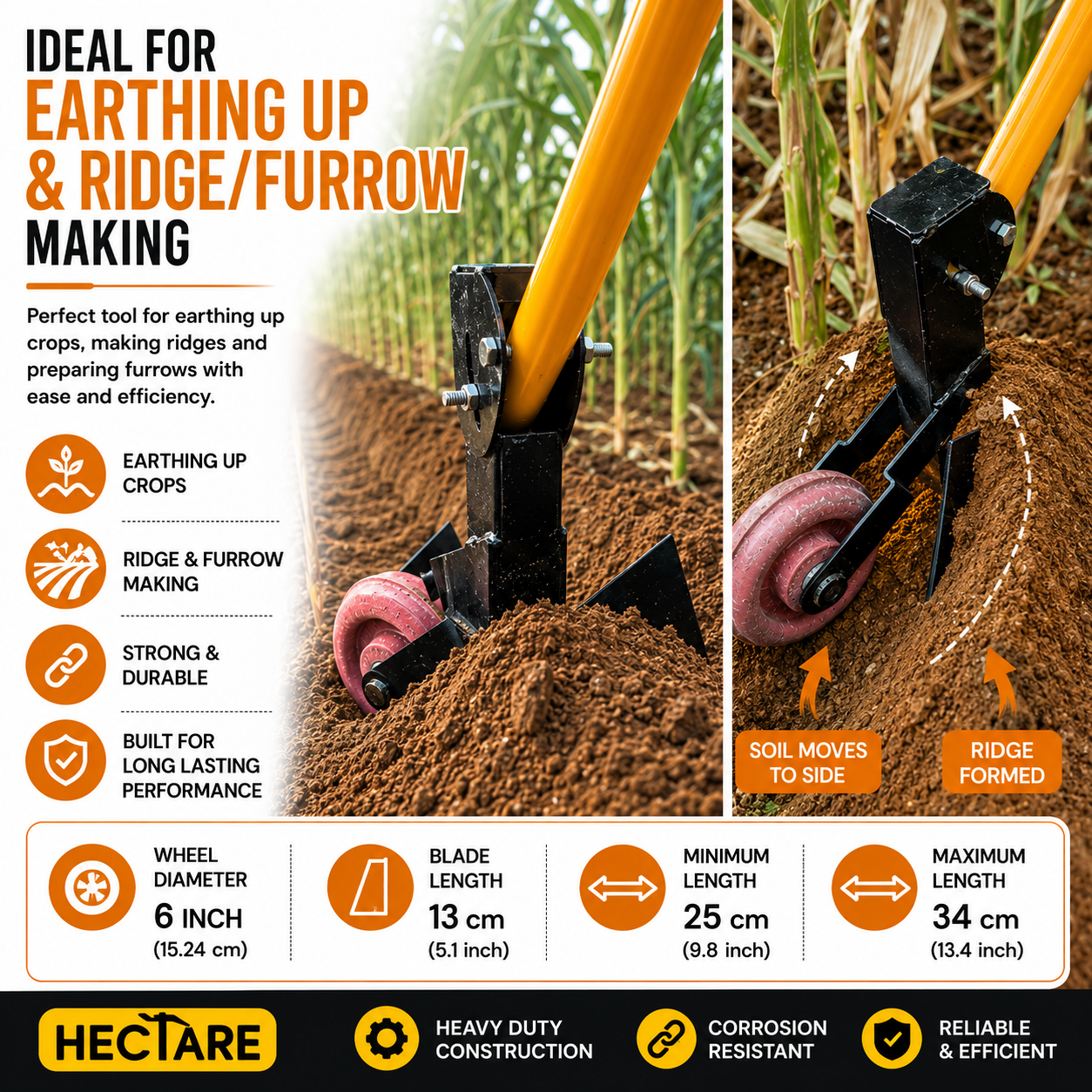 Hectare Manual Ridger and Furrow Maker Hand Tool for Agriculture - Image 5
